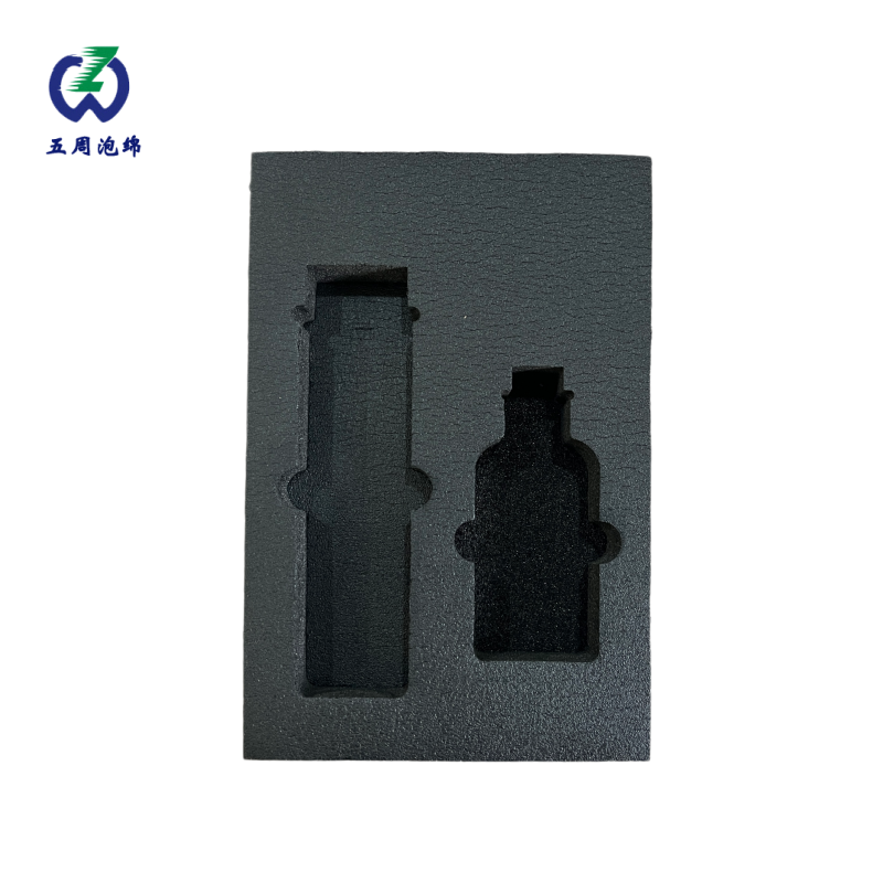 雙瓶位黑色 EPE 珍珠棉內(nèi)襯，瓶裝禮盒定制防護(hù)方案